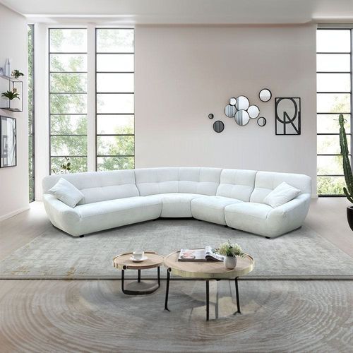 Artemio Sectional Fabric Corner Sofa - Milky White